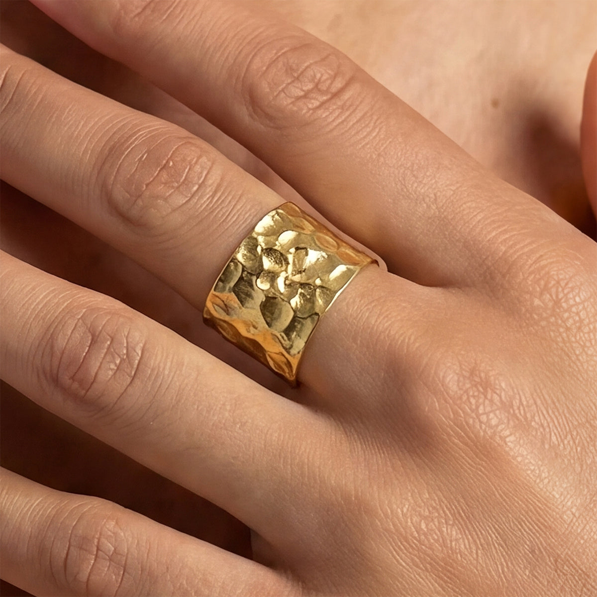 Plumeria Hammered Ring