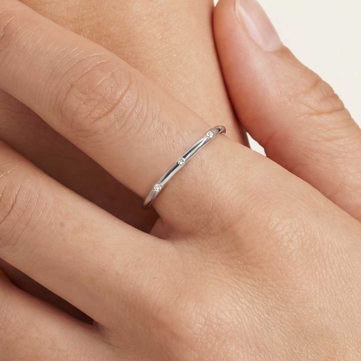 4 Diamond Thin Ring