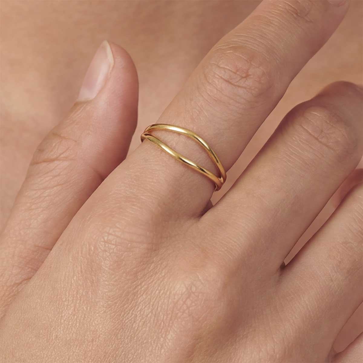 Two in One Open Ring Size 7, Gold