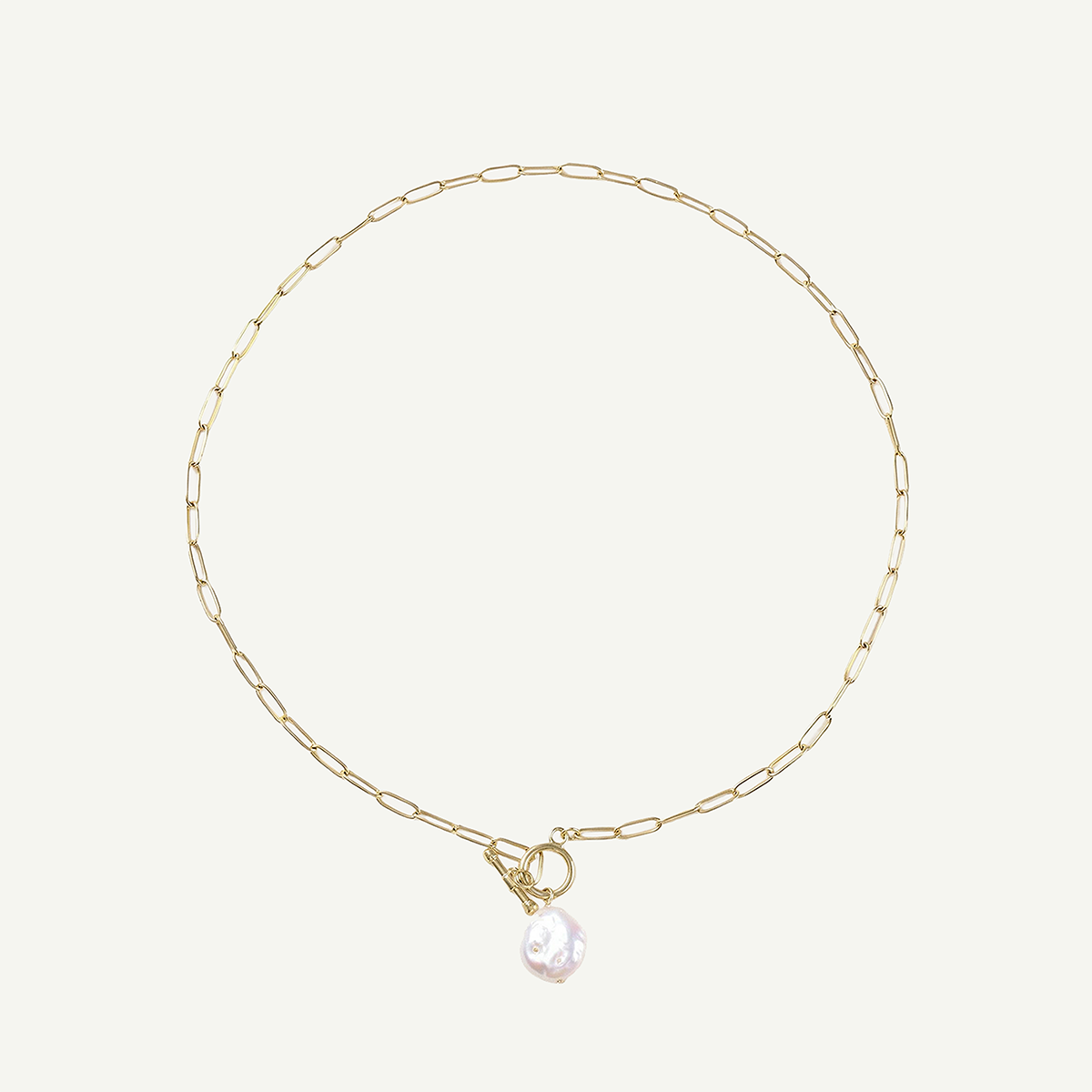 Mandi Pearl Toggle Necklace, Gold