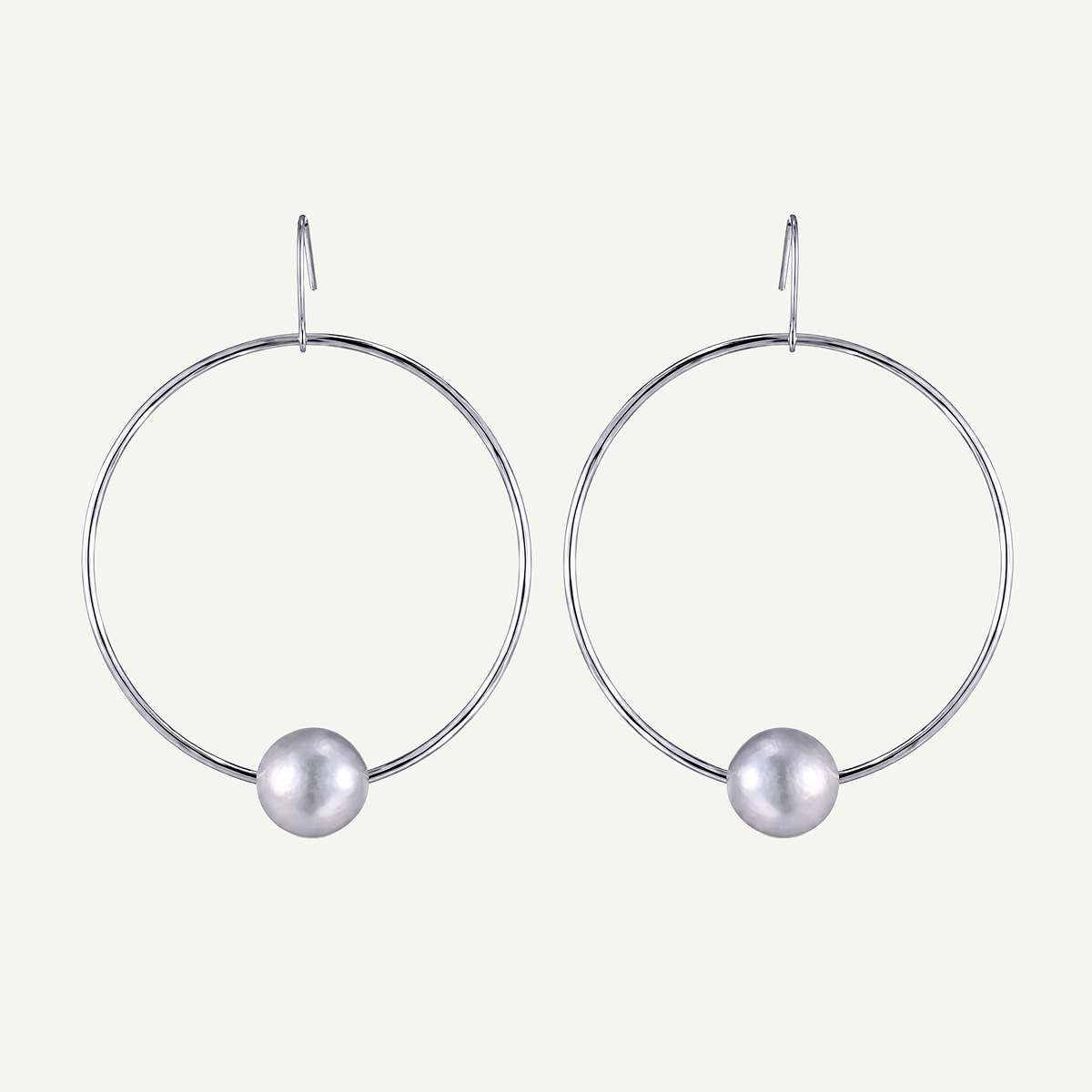 Hana Grey Pearl Hoops