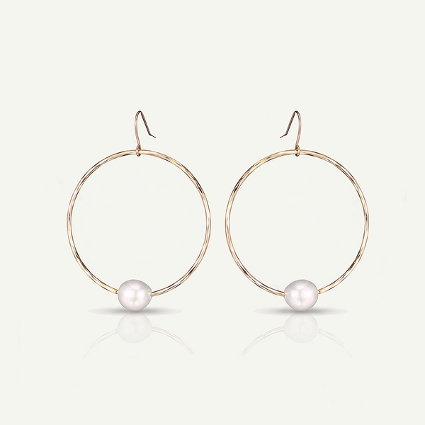 Hana White Pearl Hoops