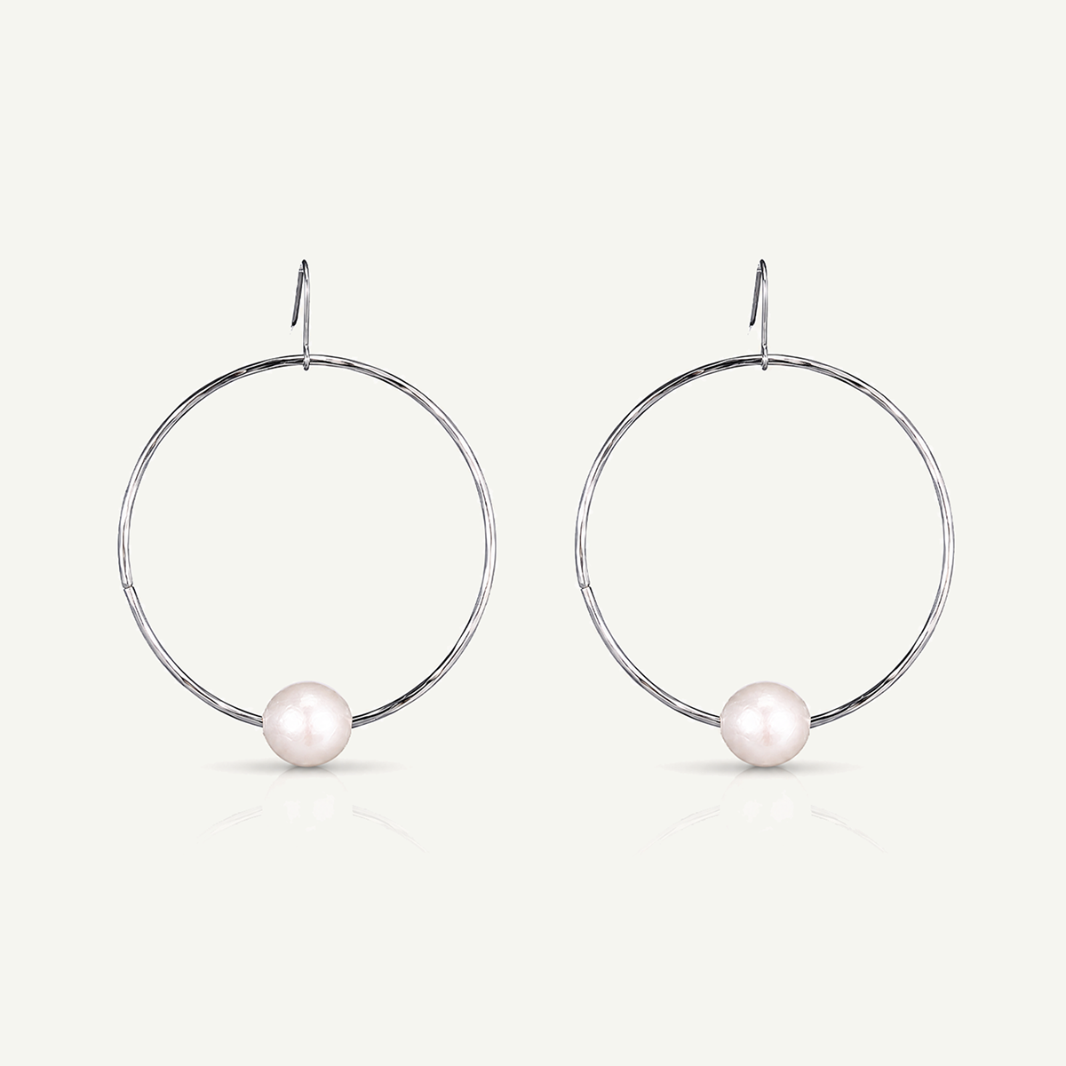 Hana White Pearl Hoops
