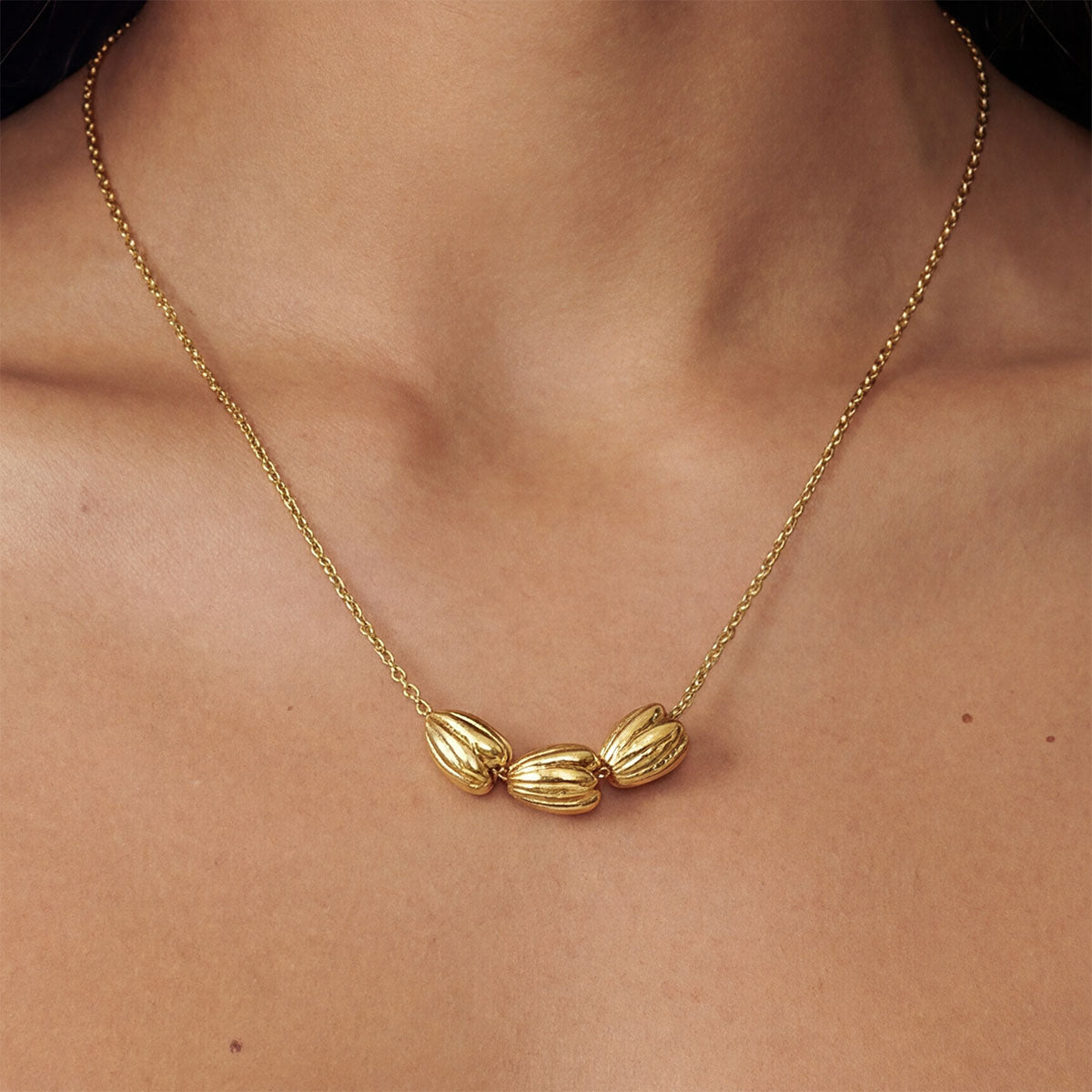 Pikake Bead Necklace. Gold