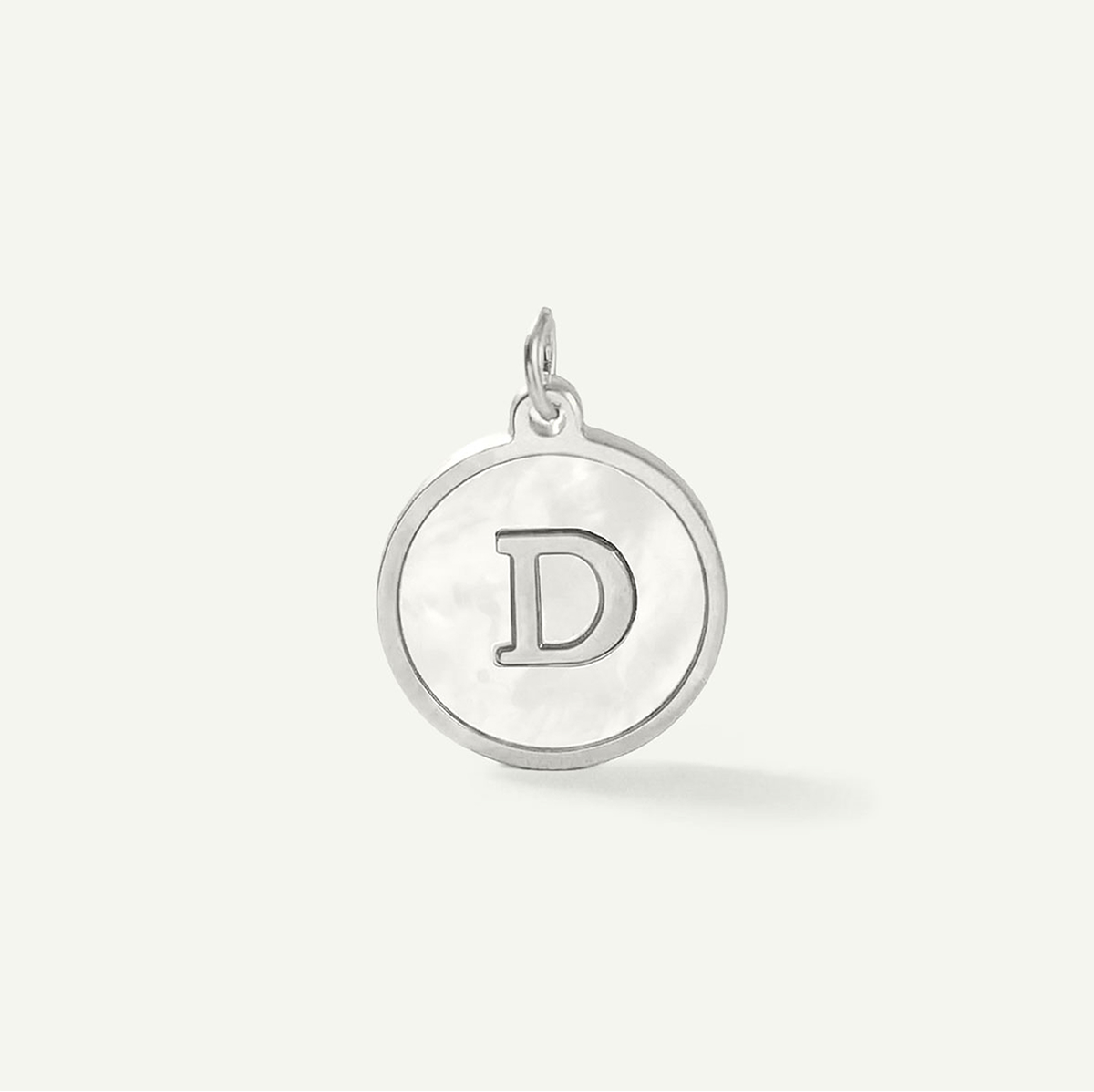 MOP Circle Monogram Letter Charm