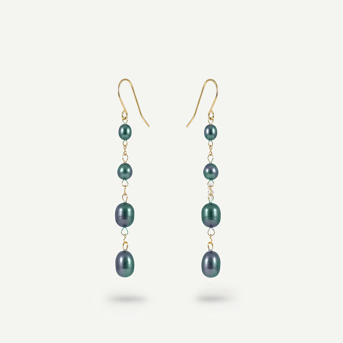 Ayla Dark Pearl Earrings, Gold