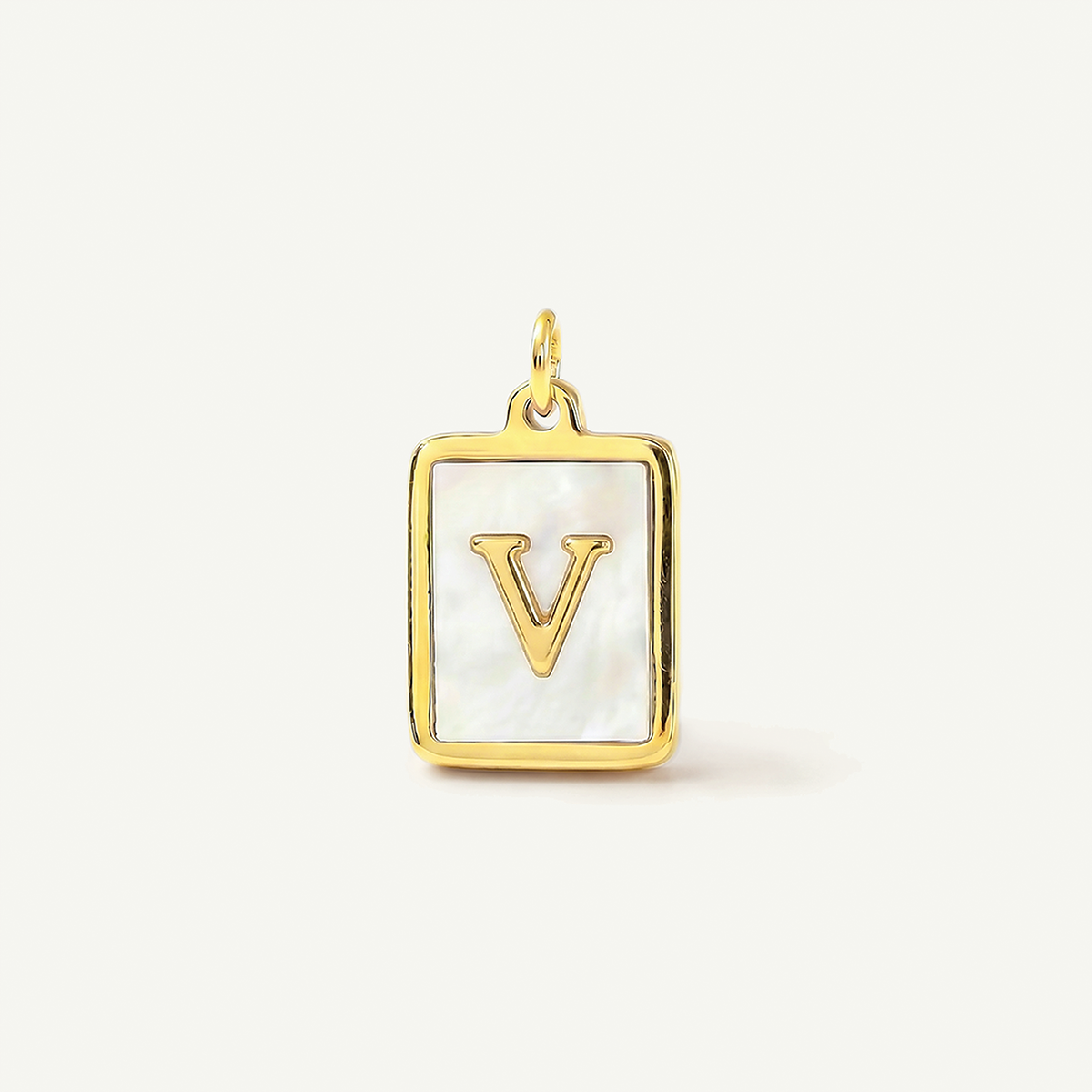 MOP Rectangle Monogram Letter Charm