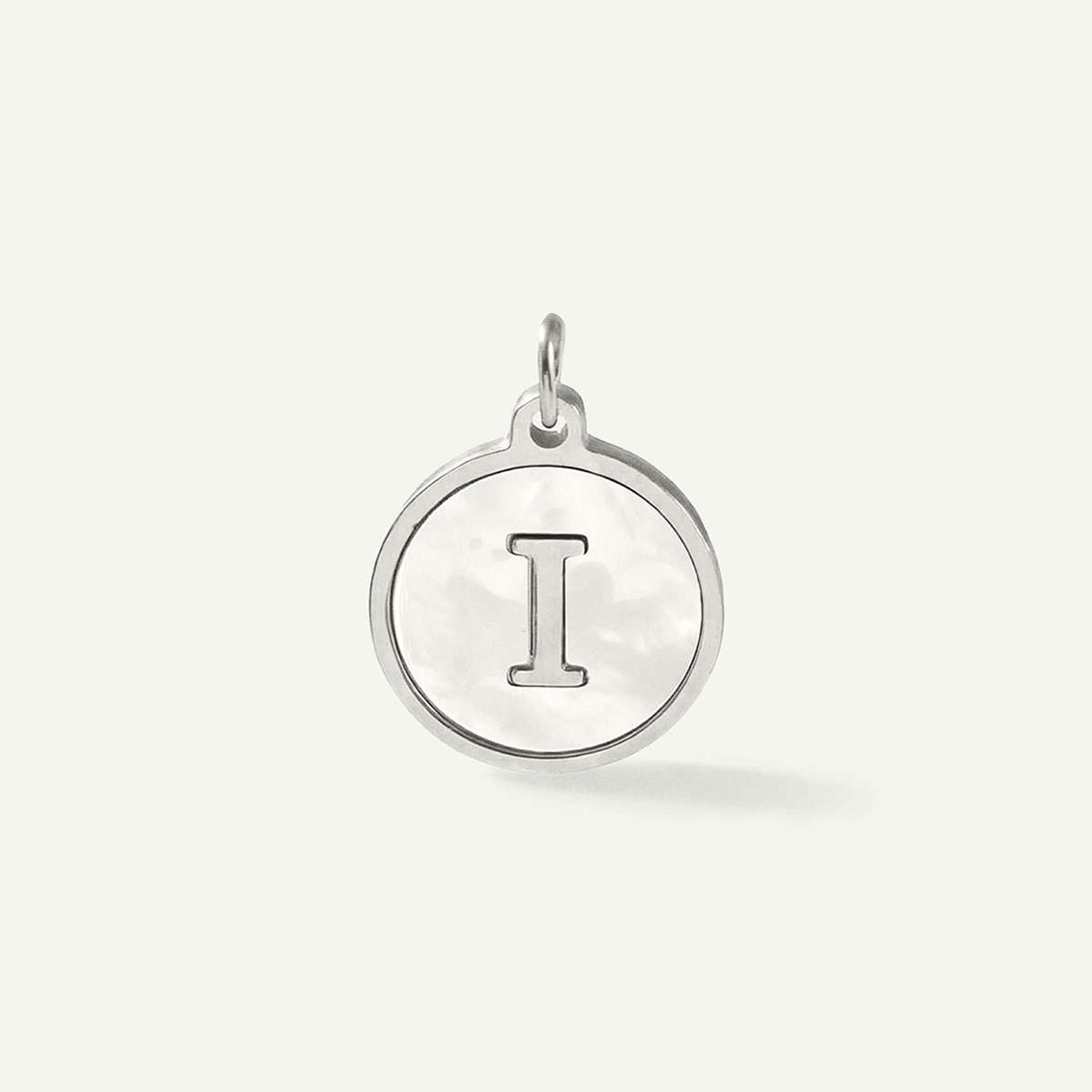 MOP Circle Monogram Letter Charm