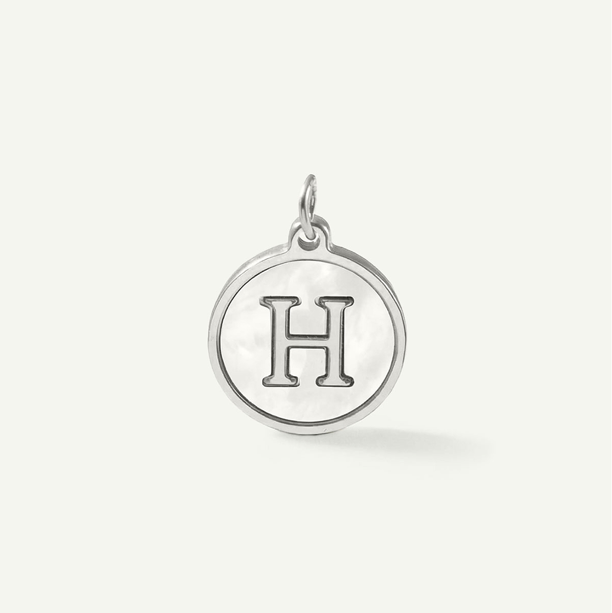 MOP Circle Monogram Letter Charm