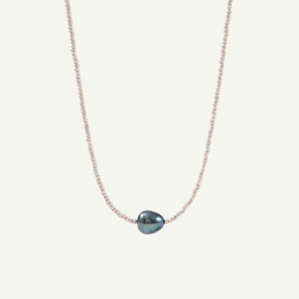 Mia Beaded Dark Pearl Necklace
