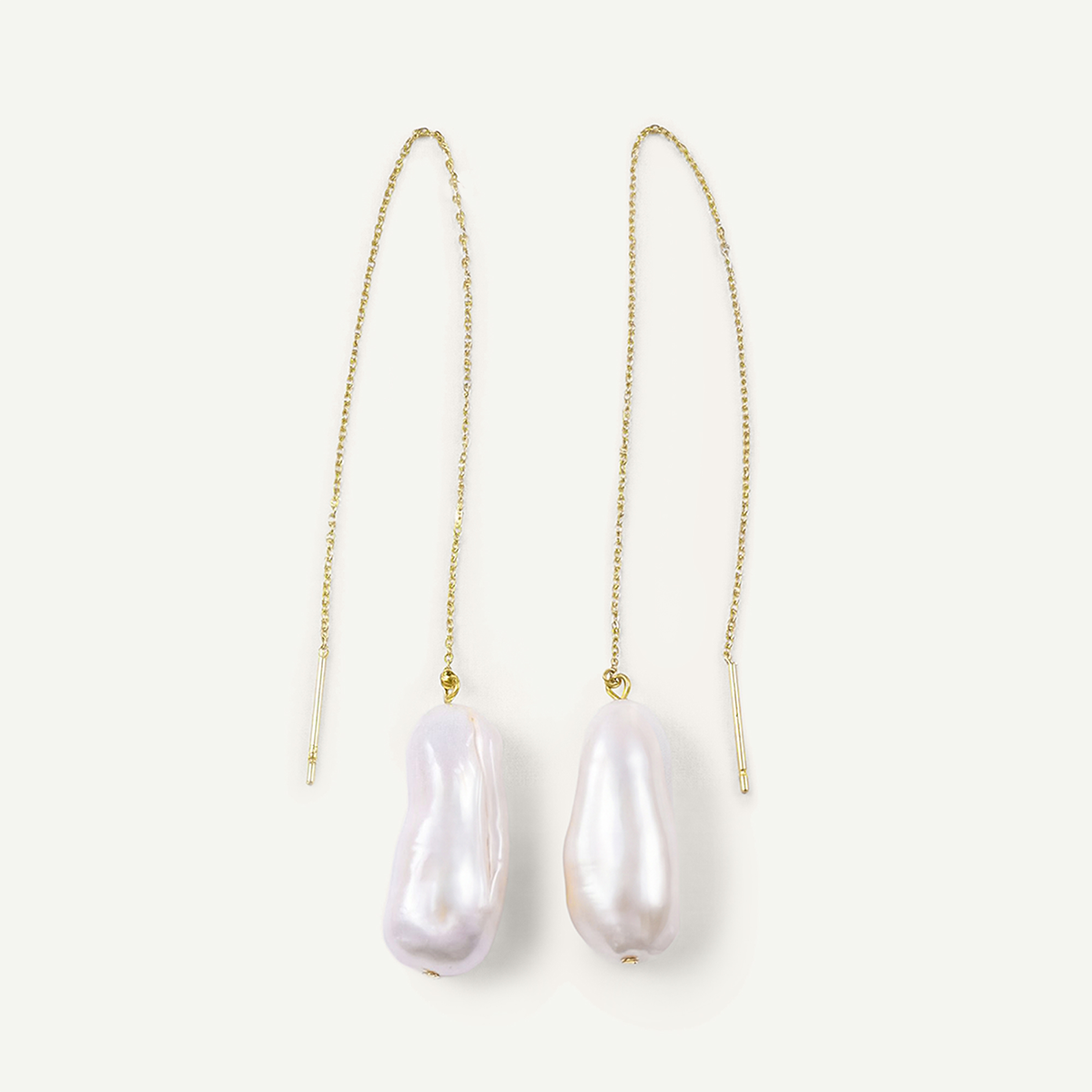 Baroque Pearl Threader Earrings, Gold