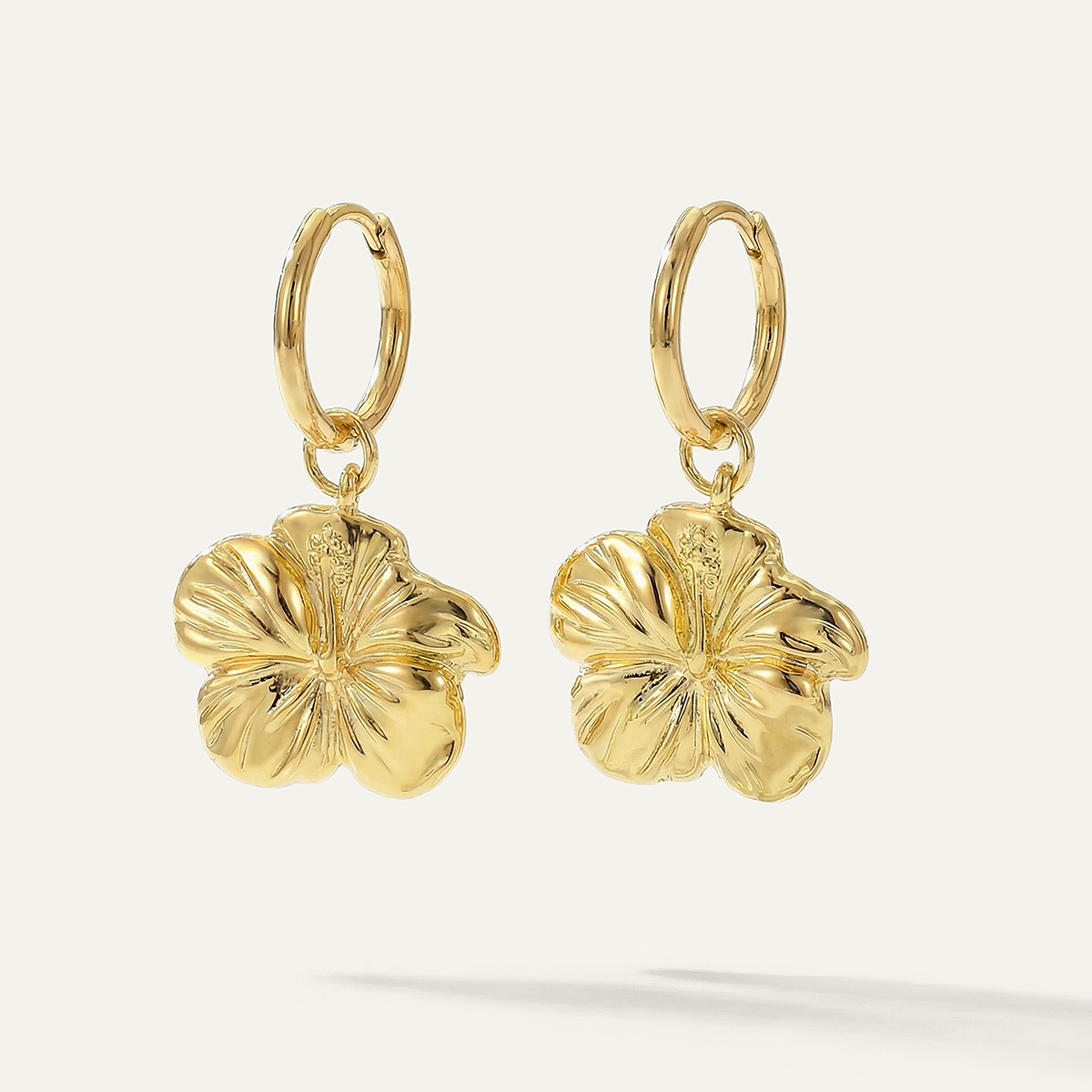 Hibiscus Mini Hoops, Gold
