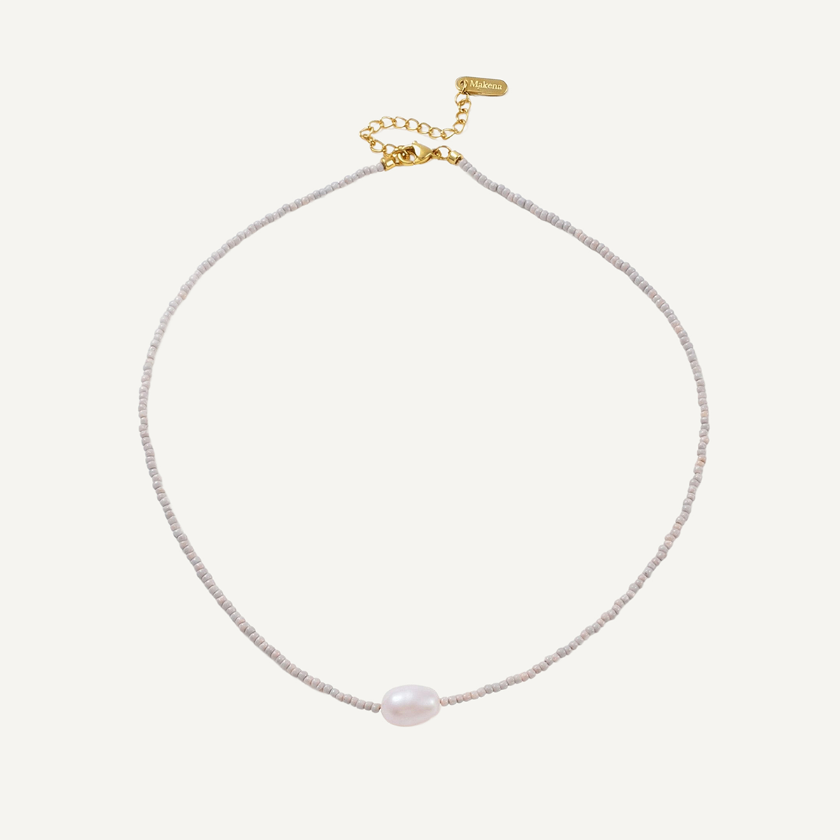Mia Beaded Silver Pearl Necklace