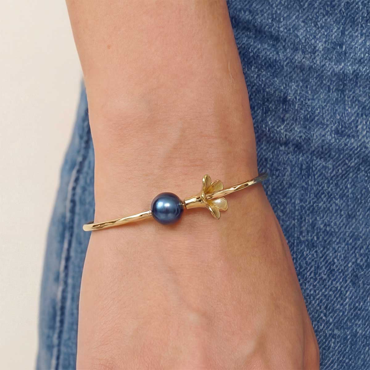 Plumeria and Pearl Bangle