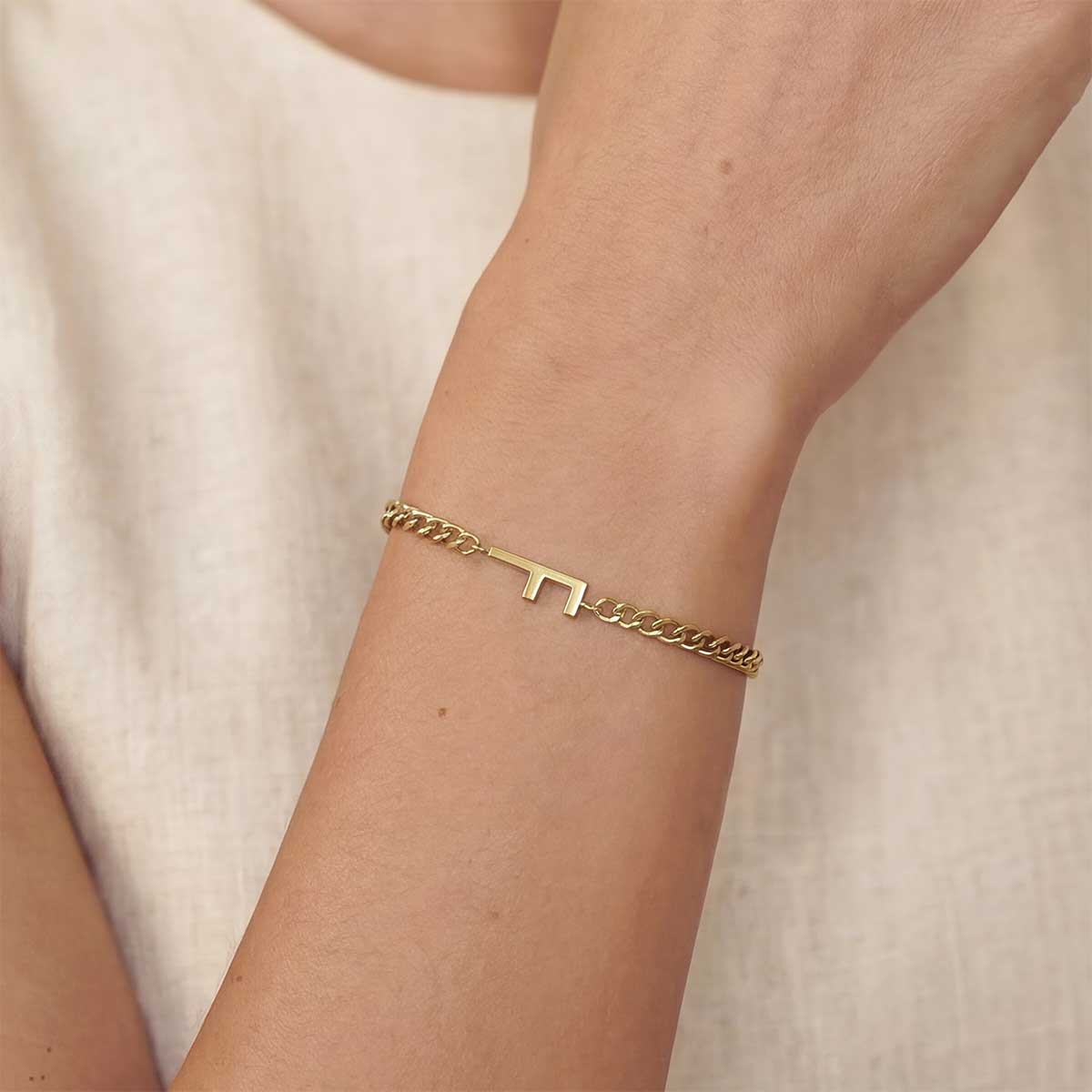 Monogramed Curb Chain Bracelet