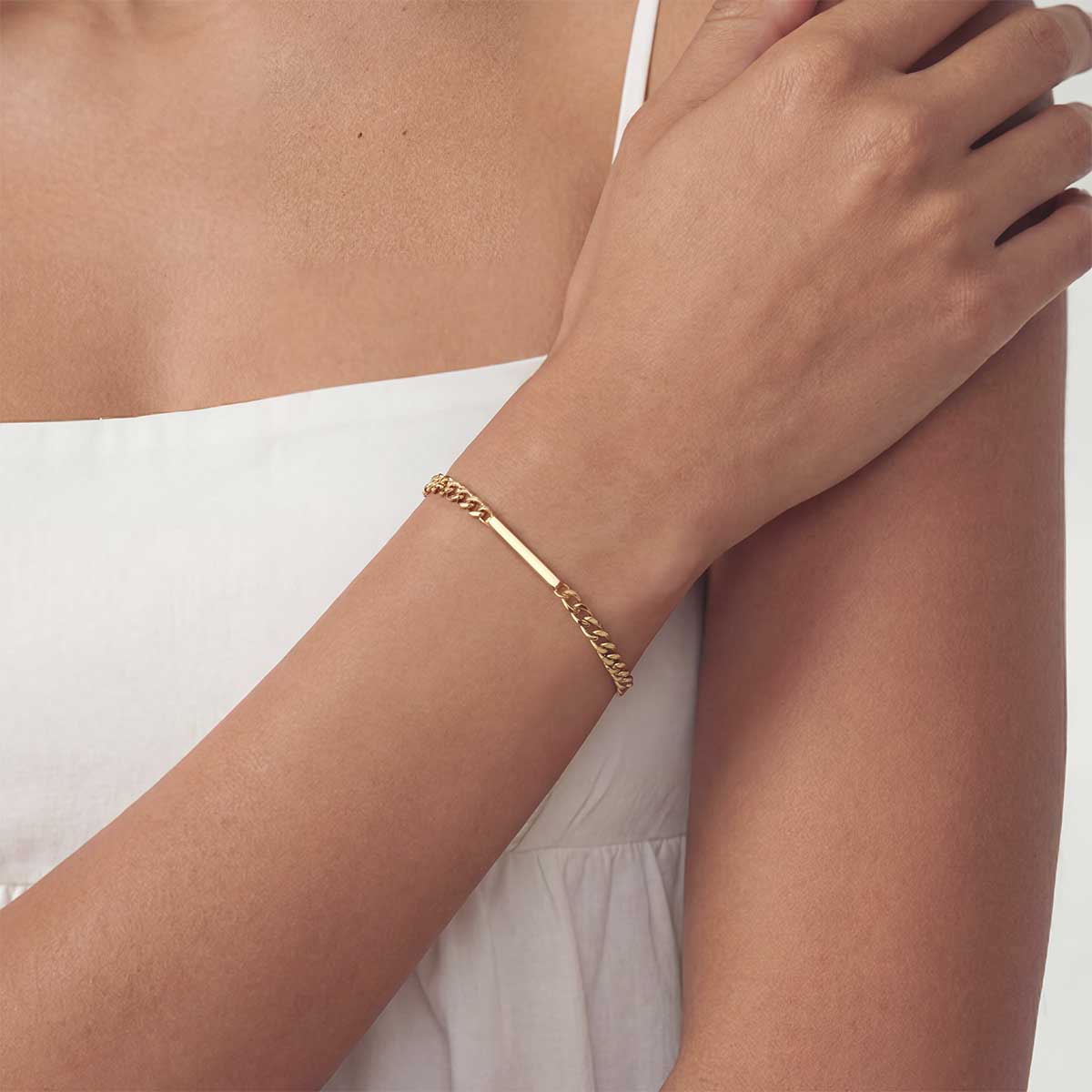 Monogramed Curb Chain Bracelet
