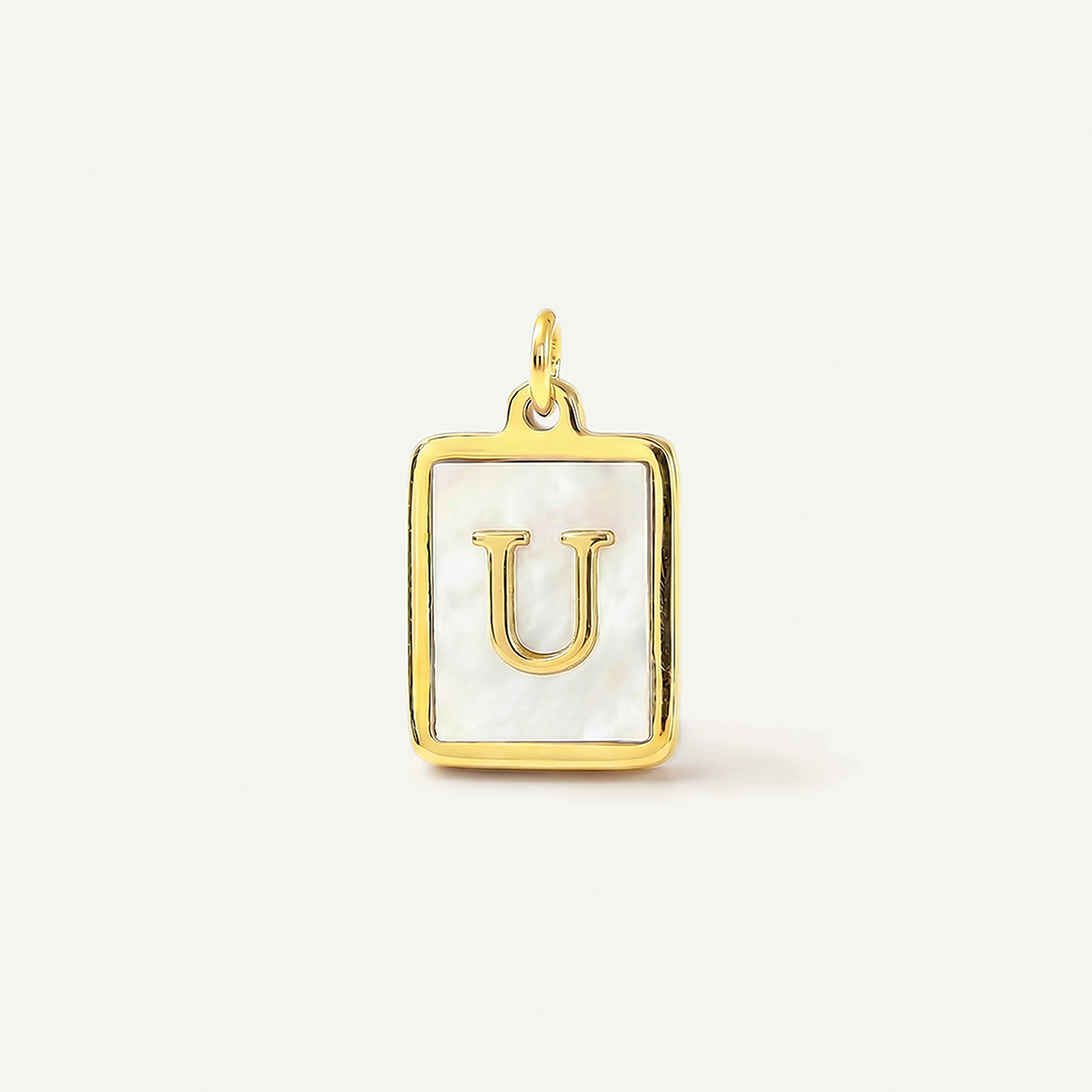 MOP Rectangle Monogram Letter Charm