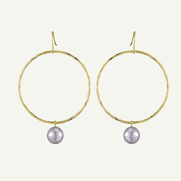 Lulu Grey Pearl Hoops