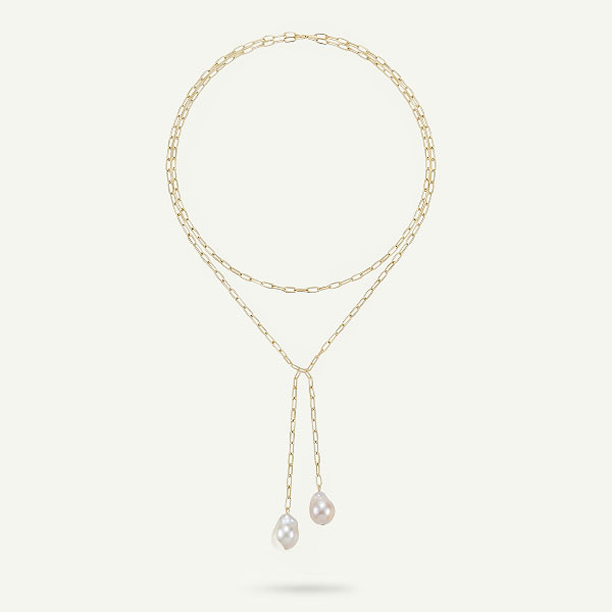 Baroque Pearl Wrap Necklace, Gold