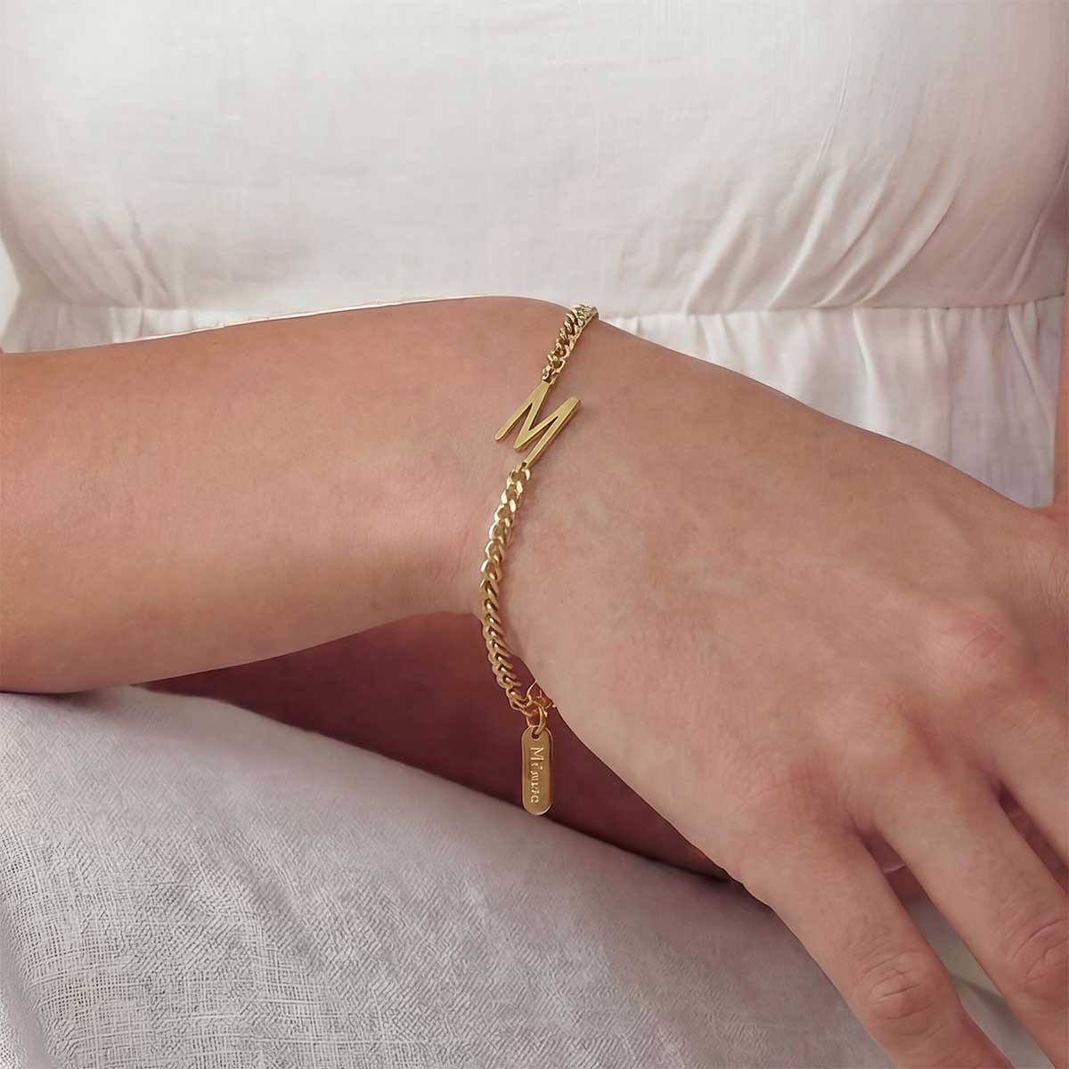 Monogramed Curb Chain Bracelet