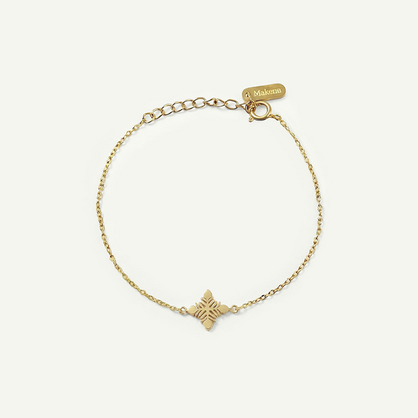 Small Leafy Protea Quilt Bracelet, Gold