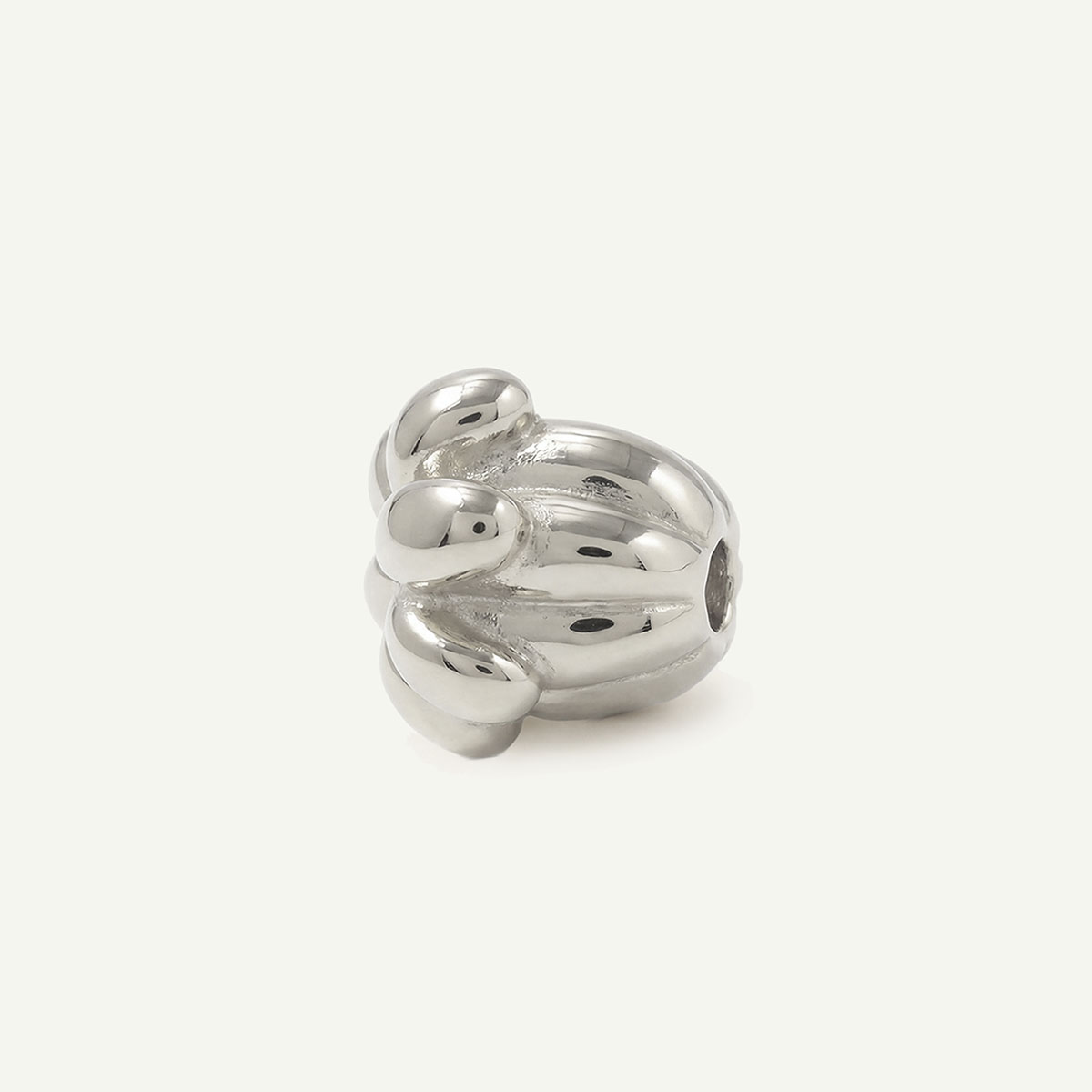 Crown Flower Bead Charm, Silver