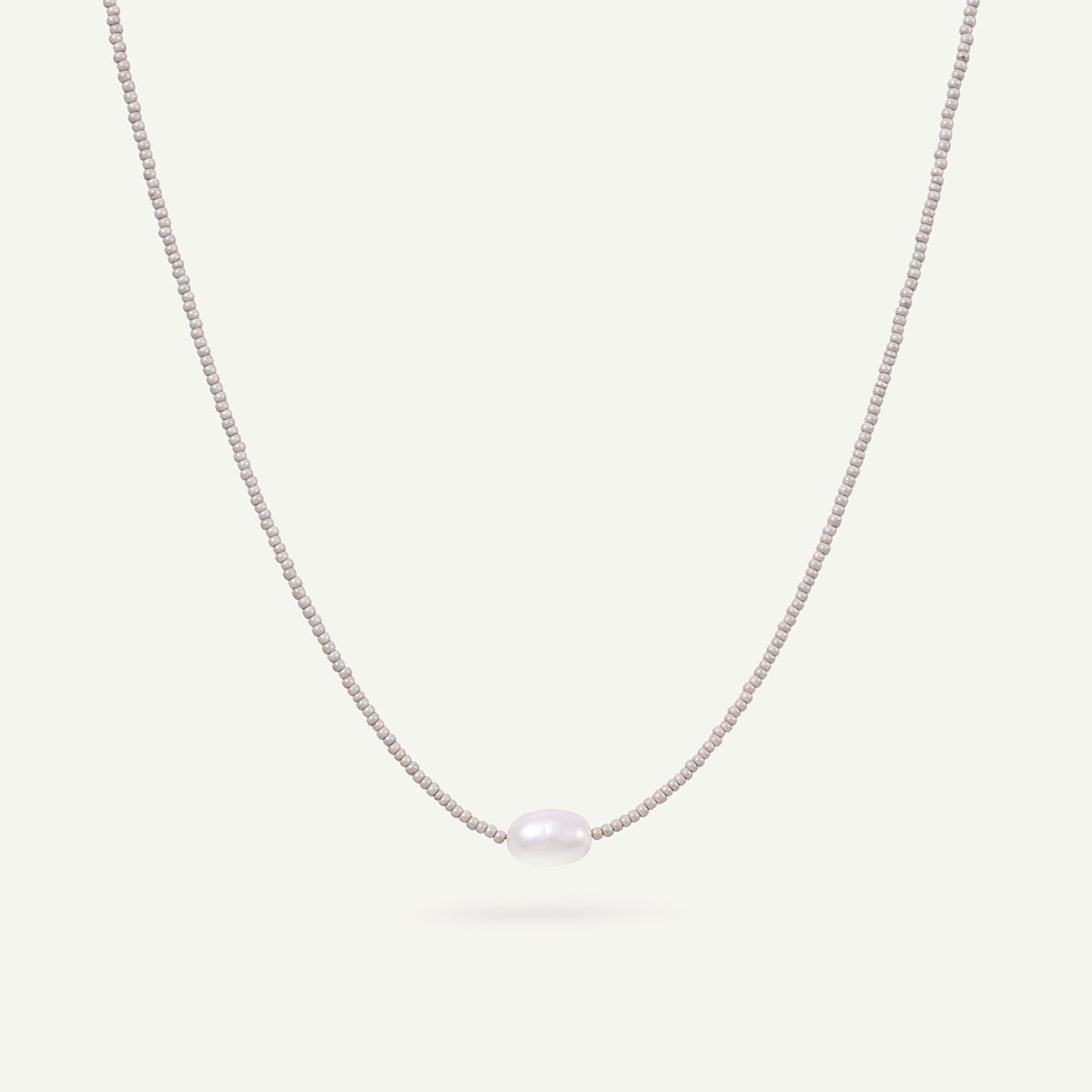 Mia Beaded White Pearl Necklace