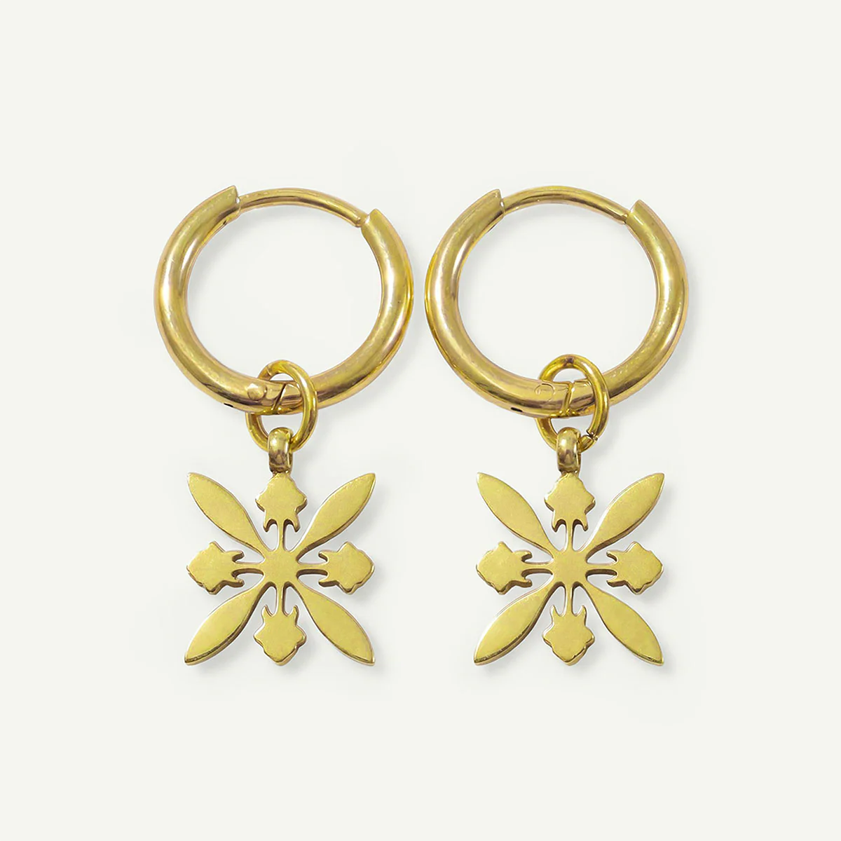 Protea Quilt Mini Hoops, Gold