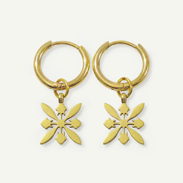 Protea Quilt Mini Hoops, Gold