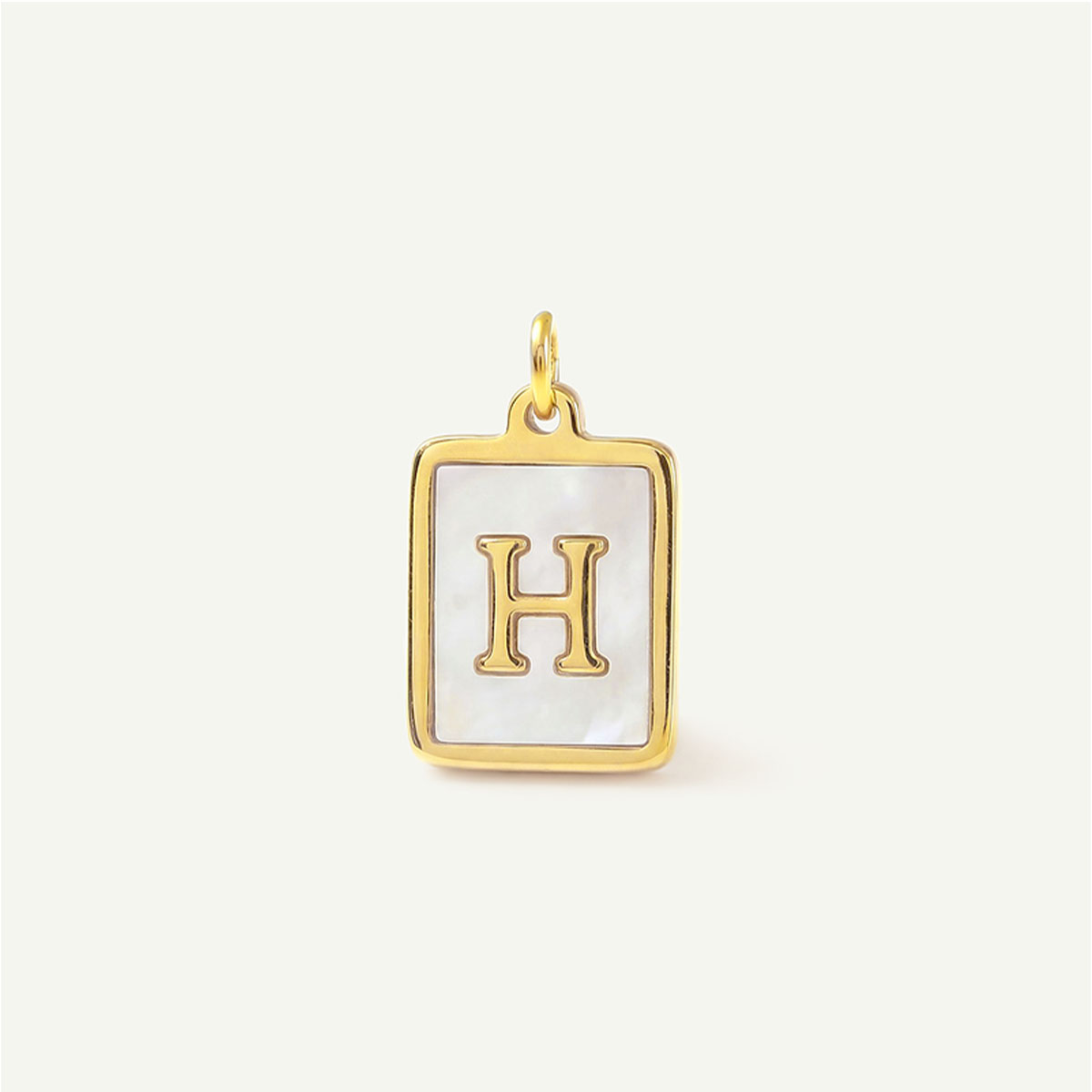 MOP Rectangle Monogram Letter Charm