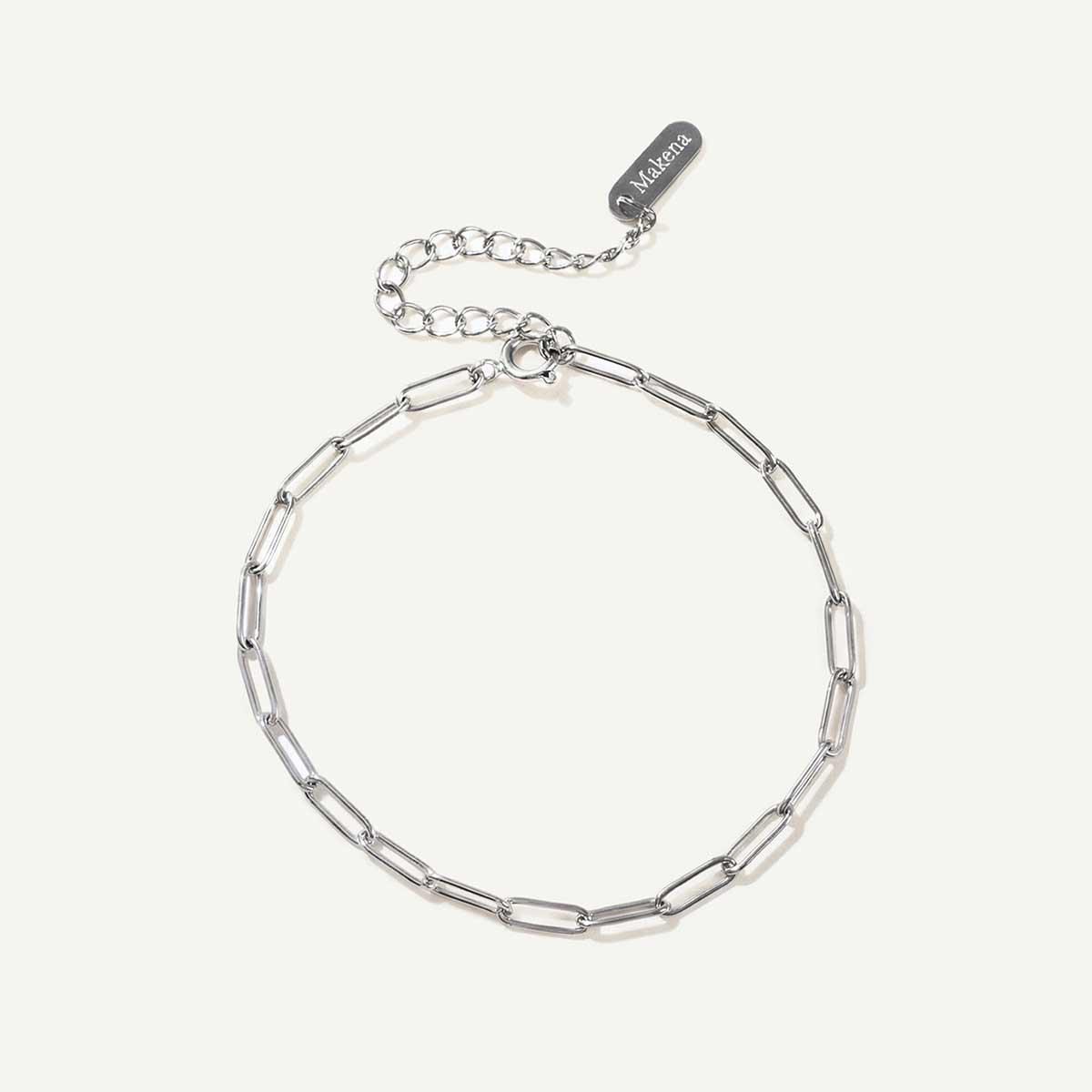 Paperclip Chain Silver Bracelet