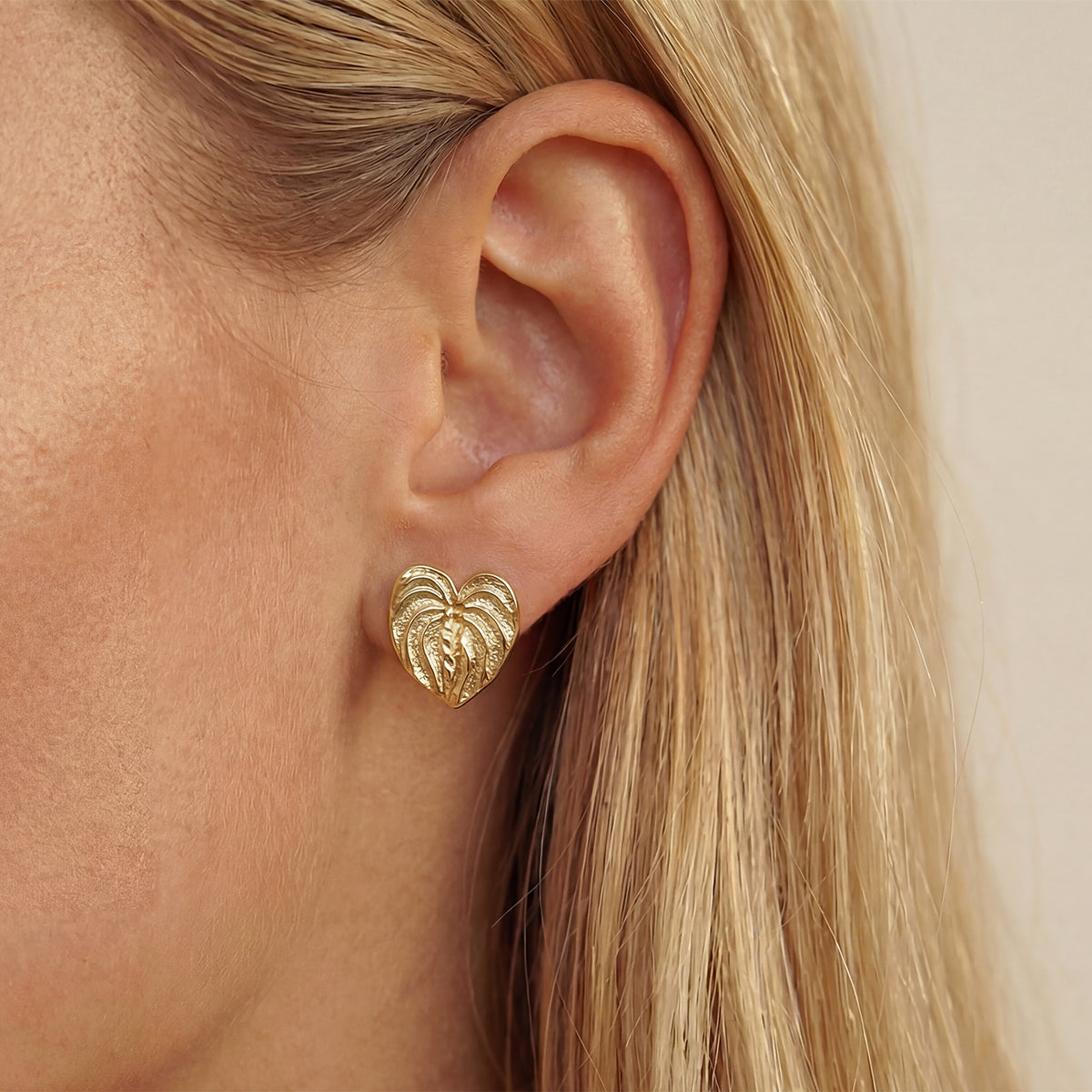 Anthurium Studs, Gold