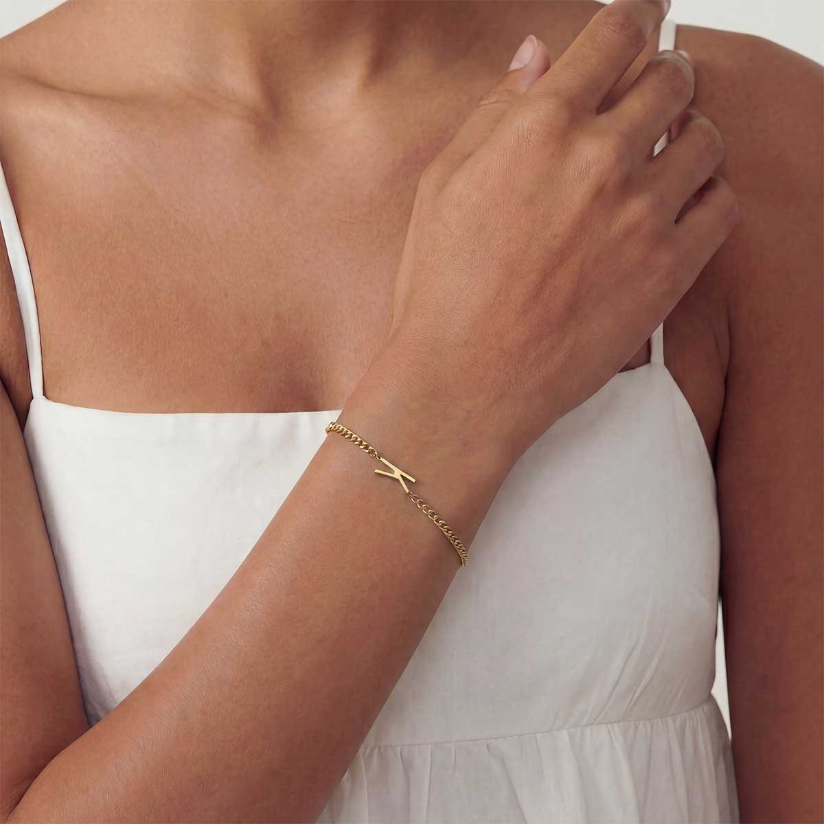 Monogramed Curb Chain Bracelet