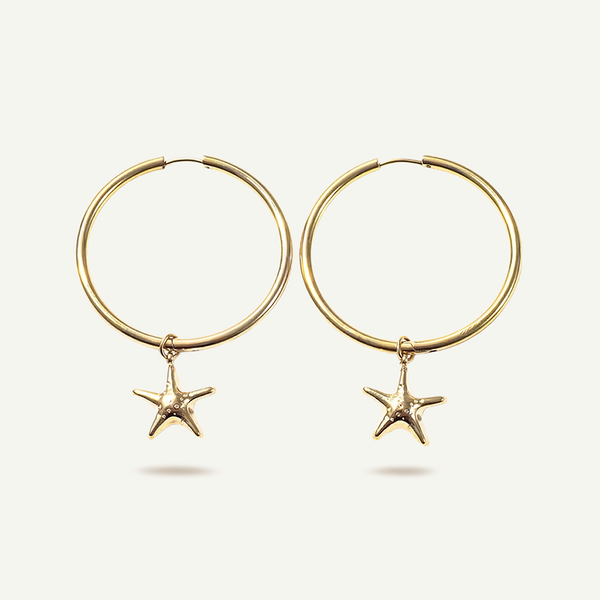 Starfish Large Hoops, Gold