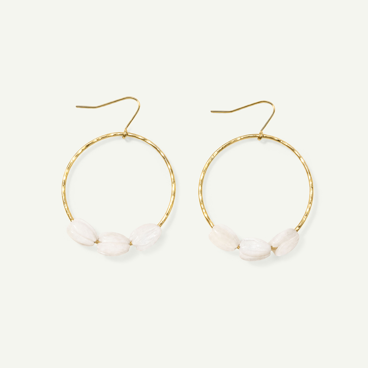 Pikake Mother of Pearl Hoops, Gold
