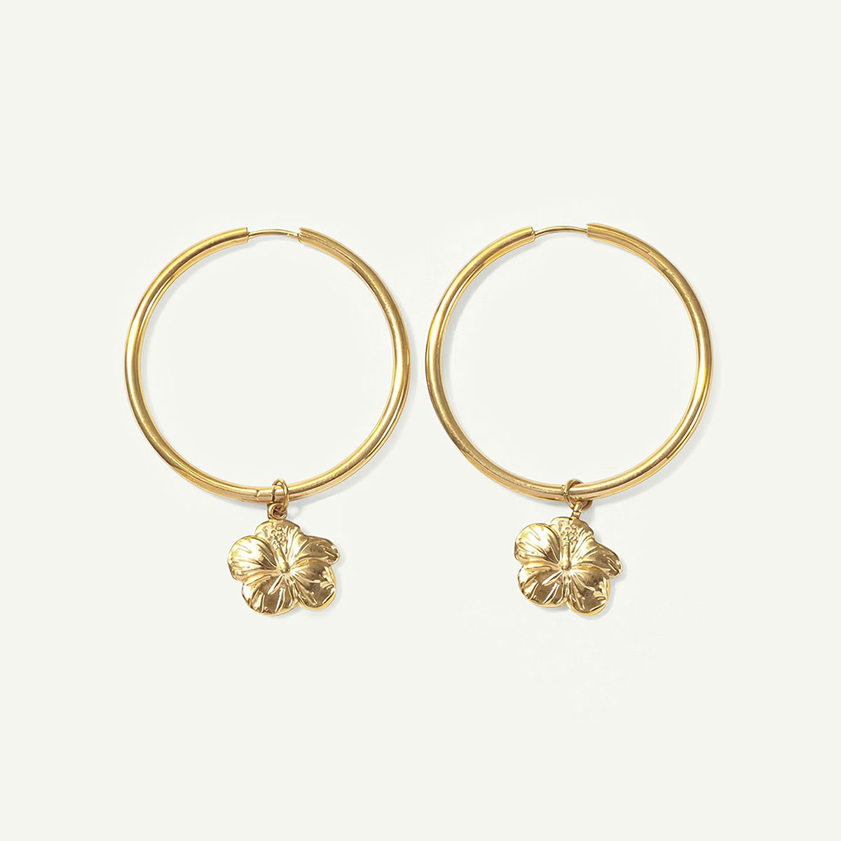 Hibiscus Large Hoops, Gold