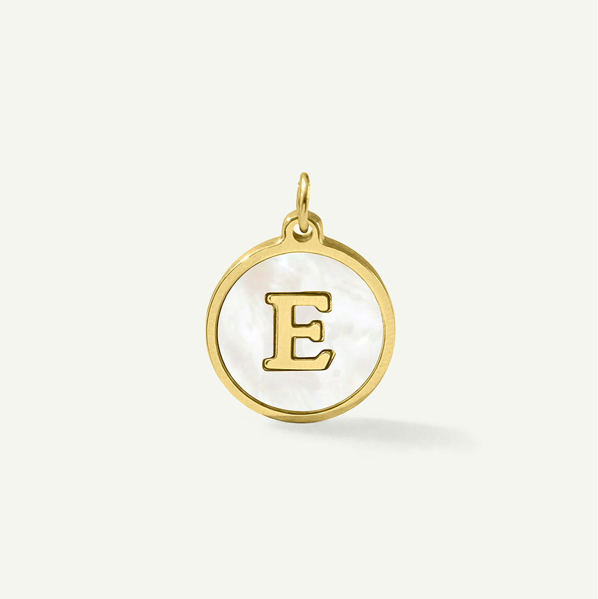 MOP Circle Monogram Letter Charm