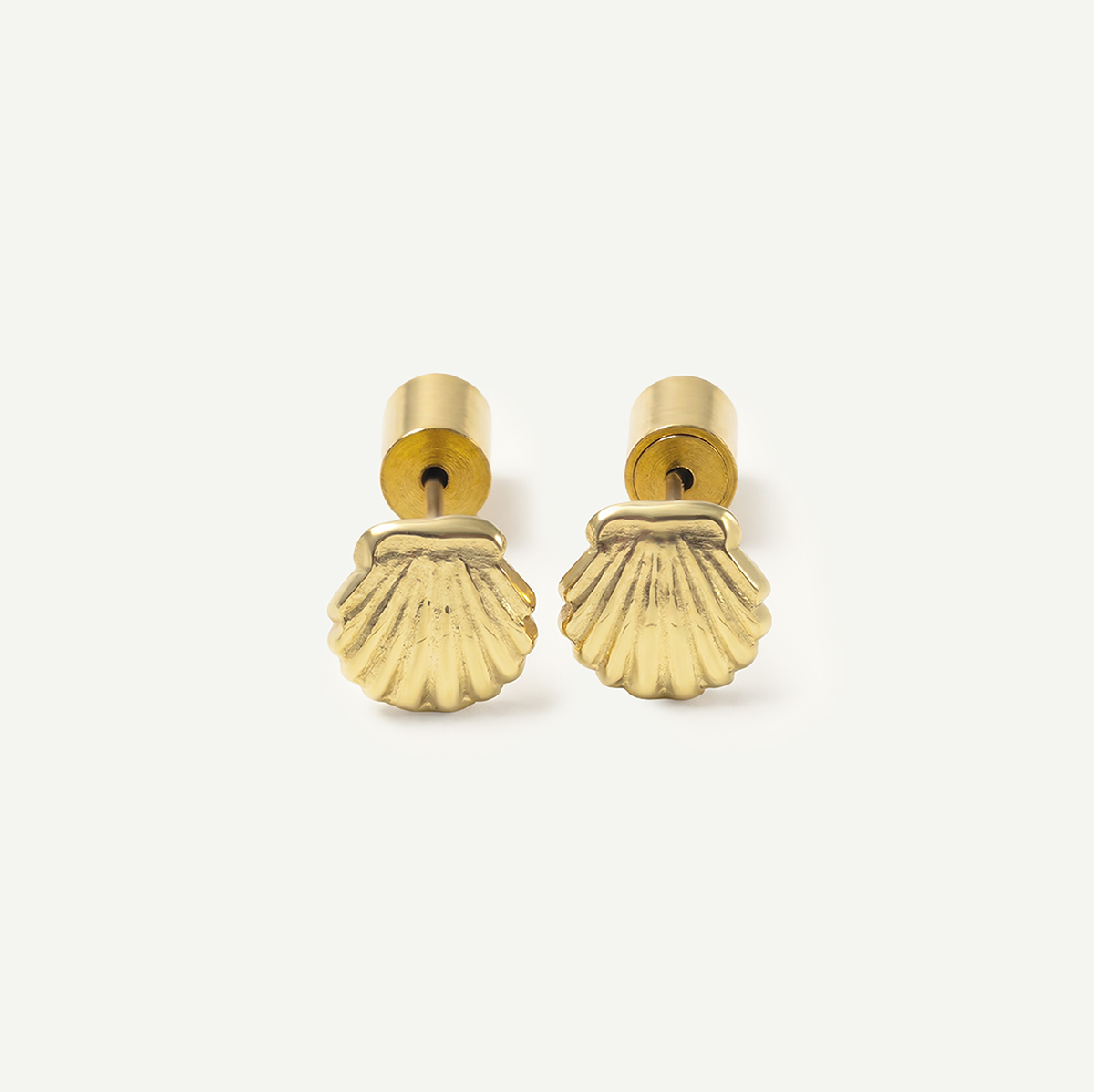 Mini Golden Shell Studs, Gold