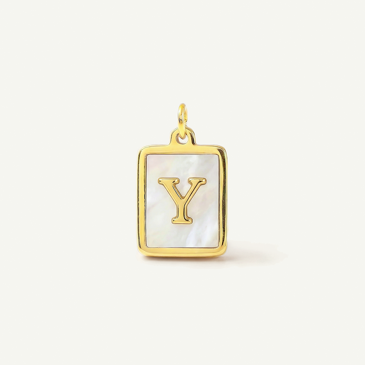MOP Rectangle Monogram Letter Charm