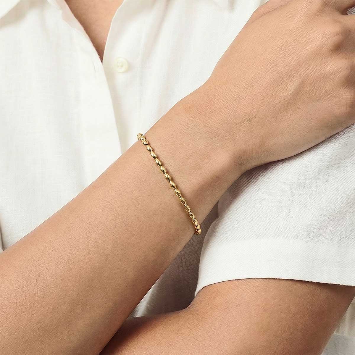 Oval Bead Bracelet, Gold