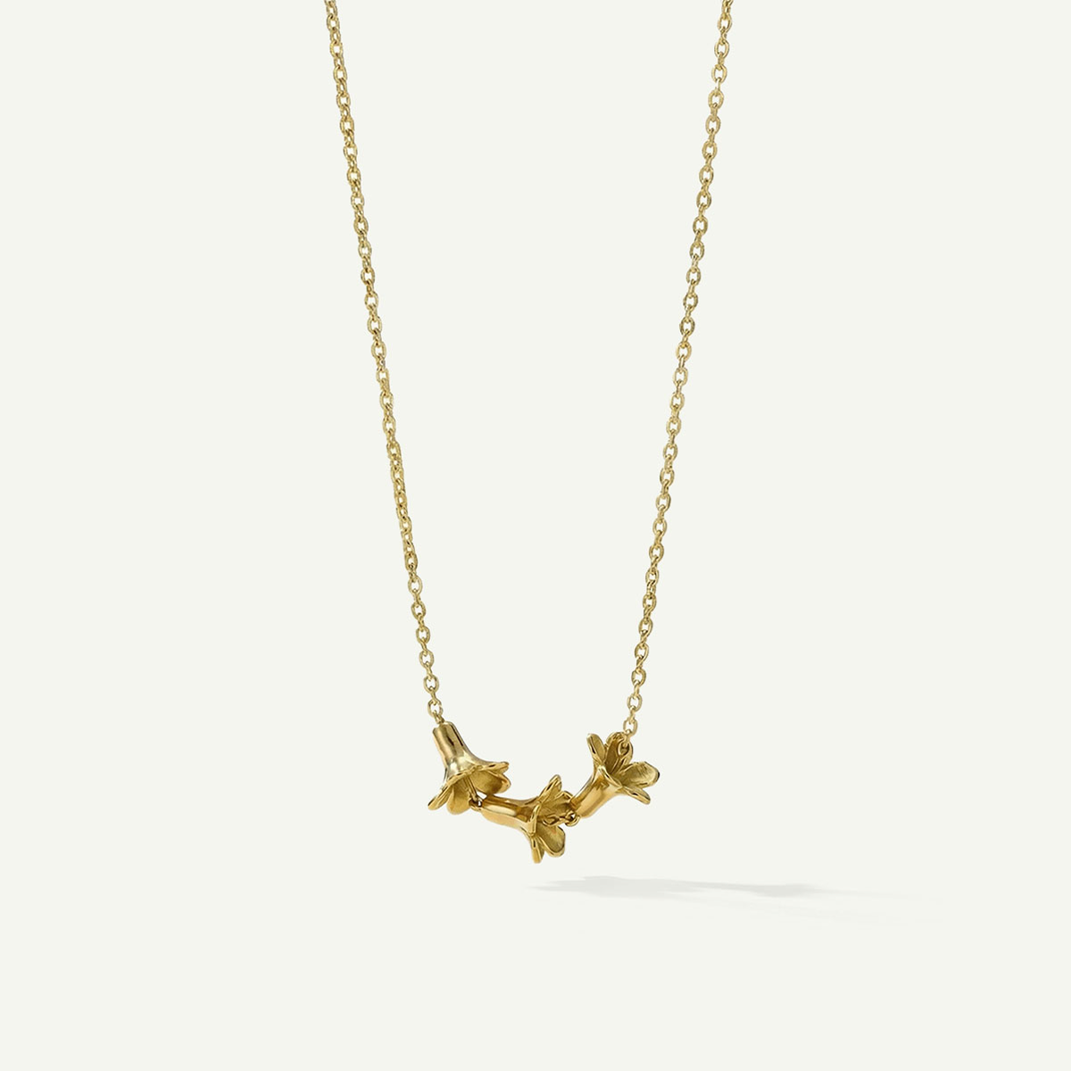 Plumeria Bead Necklace, Gold