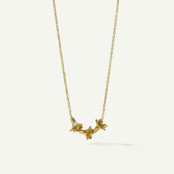 Plumeria Bead Necklace, Gold