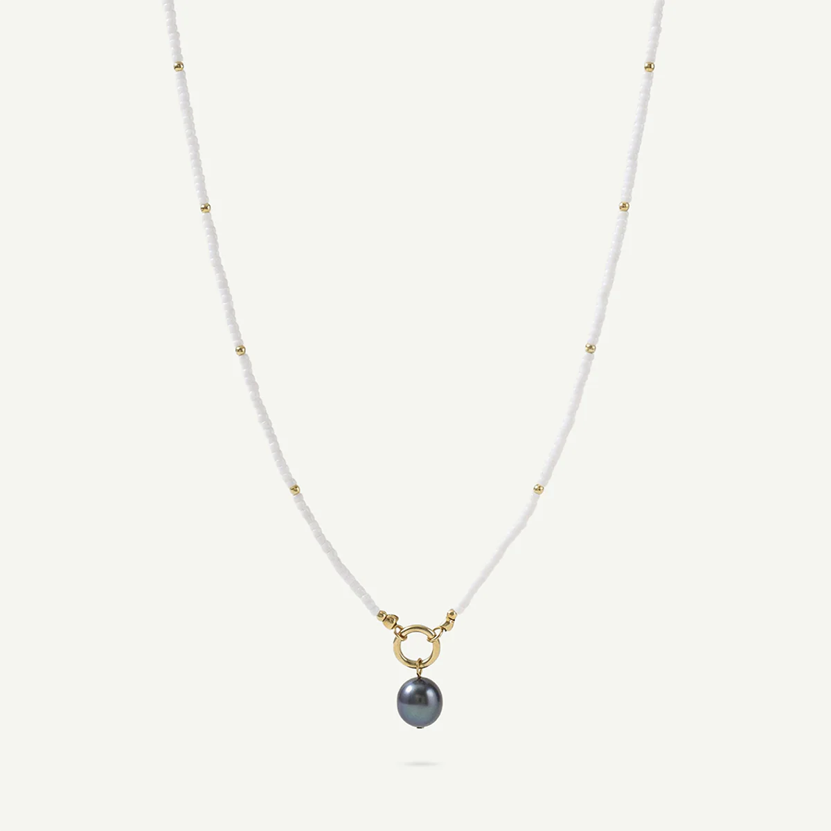 Mia Beaded White Pearl Necklace