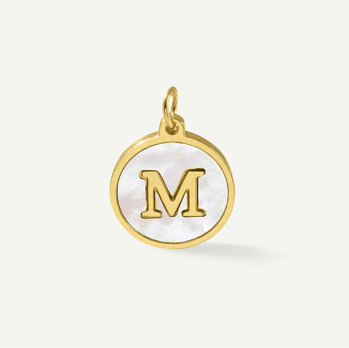 MOP Circle Monogram Letter Charm