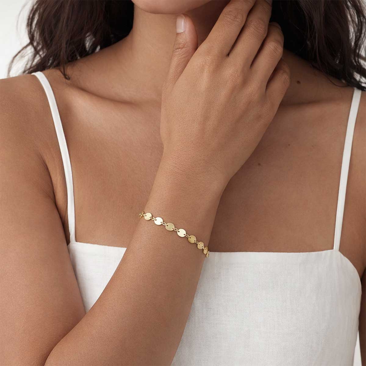 Disk Chain Bracelet, Gold