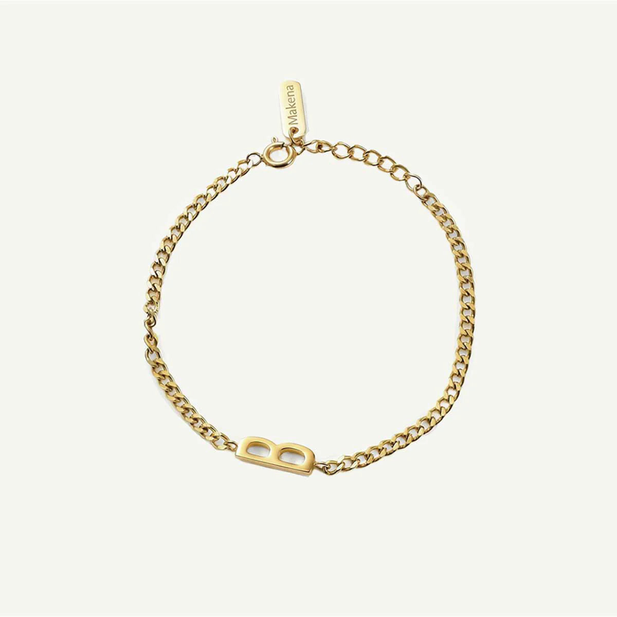 Monogramed Curb Chain Bracelet