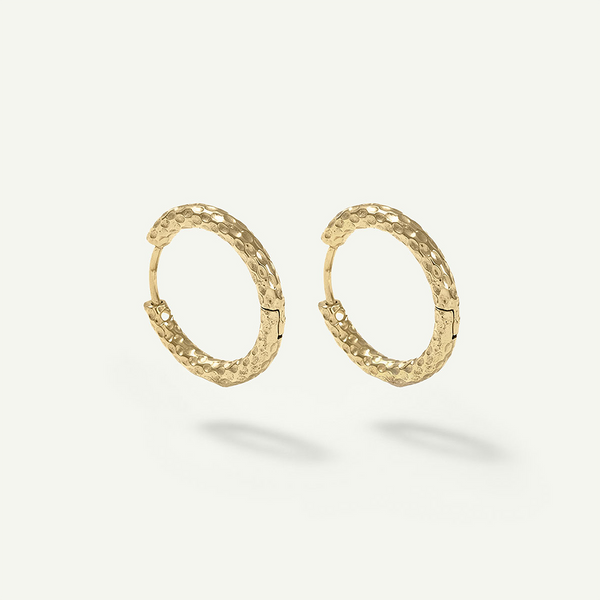 Everyday Hammered Mini Huggies, Gold