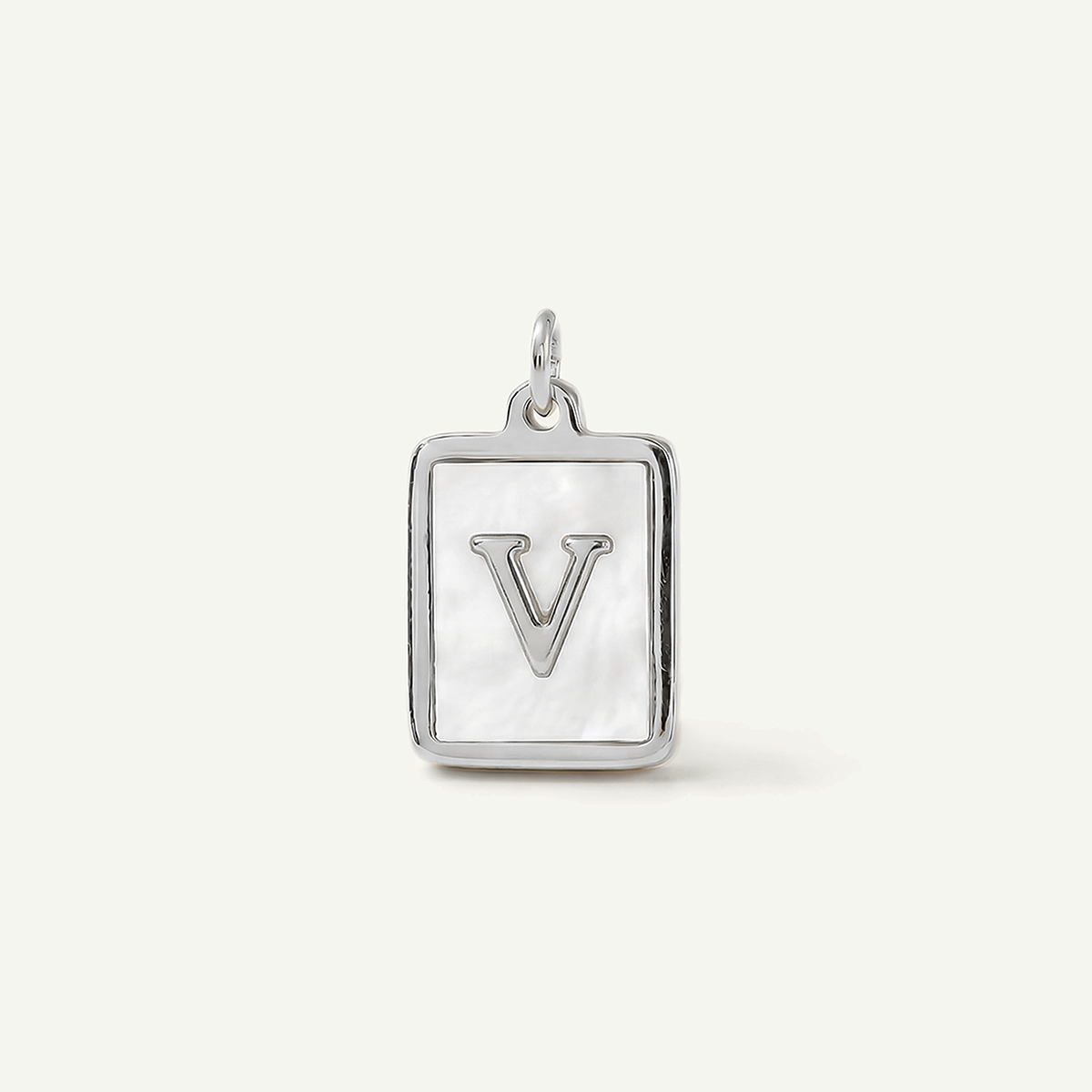 MOP Rectangle Monogram Letter Charm