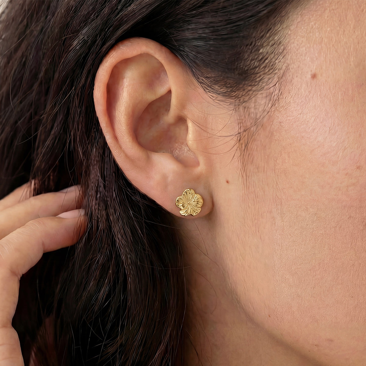 Hibiscus Mini Studs, Gold