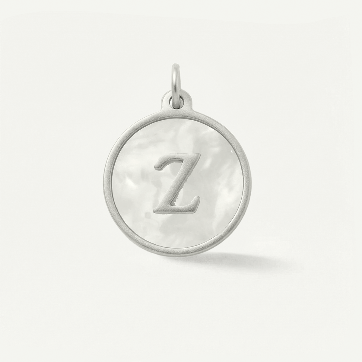 MOP Circle Monogram Letter Charm